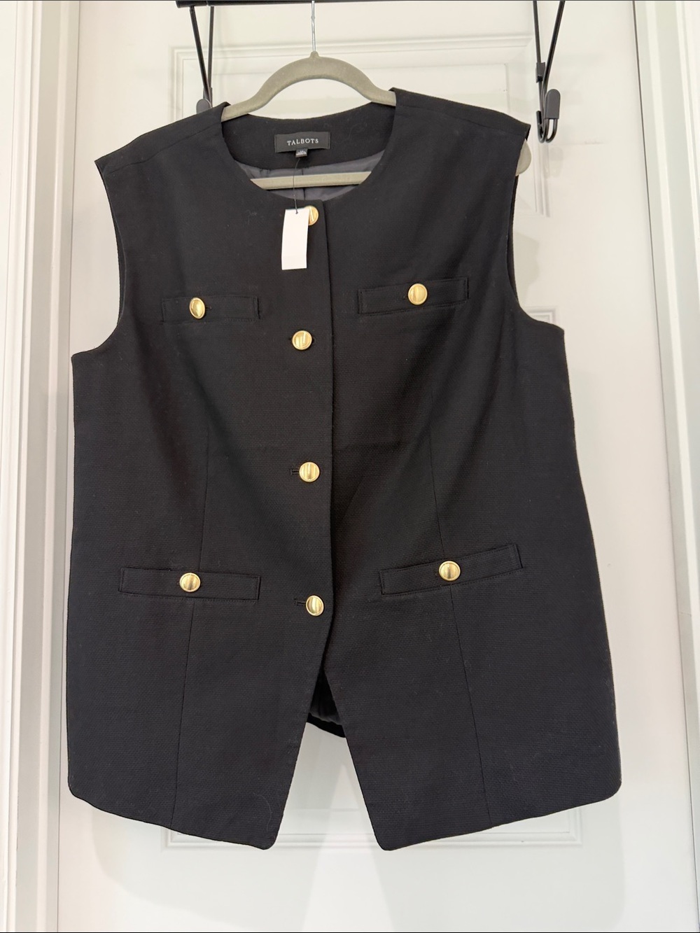 Talbots Black Sleeveless Buttoned Vest with Gold Buttons